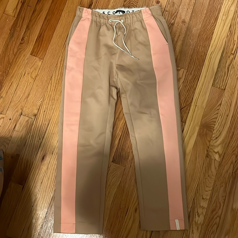 Scotch & Soda Tan Pink Stripe Trouser Size Small
